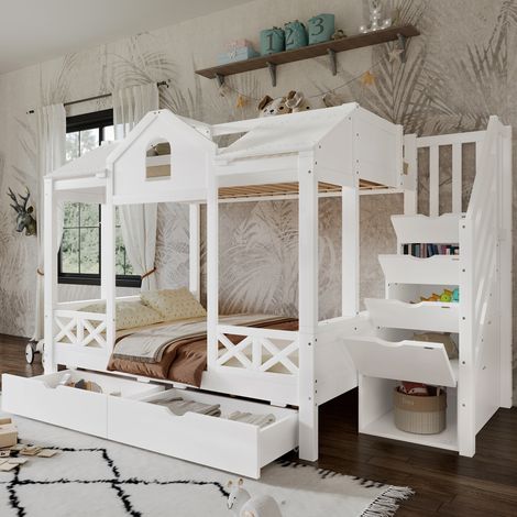Etagenbett Kinderbett mit 2 Schubladen 90x200/140x200 OKMYHOME (1/5)