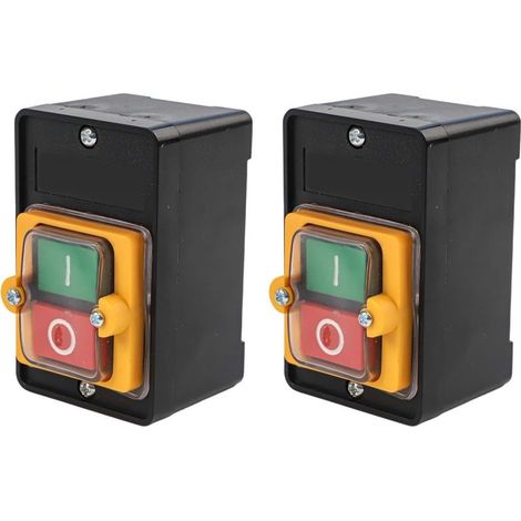 Lot de 2 interrupteurs à bouton-poussoir 10 A 220 V étanche à la poussière pour perceuse d'établi et projets de bricolage (1/5)