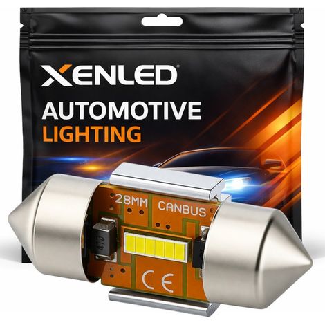 1x Ampoule Navette LED XENLED CANBUS 5500K 550Lms 12V C3W 28mm (1/5)