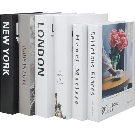 Livre de Décoration Mode, Beaux Faux Livres pour La Ménagers, Style Noir et Blanc, Vierges Tables Basses Etagères Chambre À Coucher (1/5)