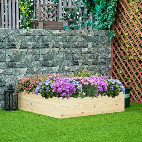 Plate bande surélevée Bois jardinière plantes légumes 117x117x30 cm (1/4)