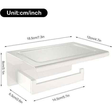 Moderner Toilettenpapierhalter mit Ablage – aus Edelstahl 304, cremeweiße Oberfläche, multifunktionaler Halter für Bad, WC und Küche