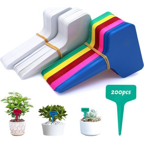 200 - Étiquette Plante - Étiquette Jardin - Type T En Plastique Réutilisable Imperméable Pour Semis Fleurs Légumes Multicolore 10x6cm (1/5)