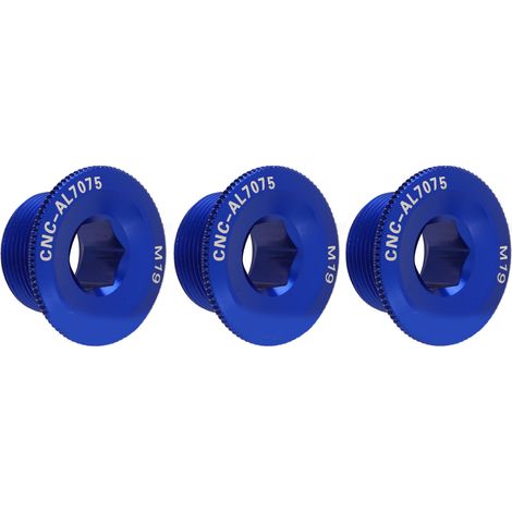 3 pièces Vis de couverble de manivelle M19 en alliage d'aluminium haute précision, anti-rouille, pour VTT Bleu