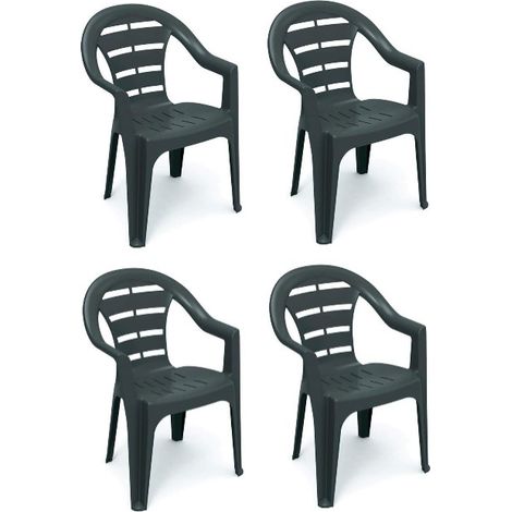 SET 4 SEDIE DA GIARDINO MOYO IN POLIPROPILENE COLORE ANTRACITE 54 X 56 X 81 CM (1/2)