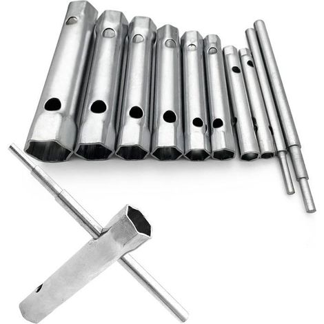 Lot de 10 Clés Tubulaires 6 à 22 mm, Clés à Bougie pour Visser la Bougie, Démontage/Montage de Robinetterie et Mitigeurs (1/5)