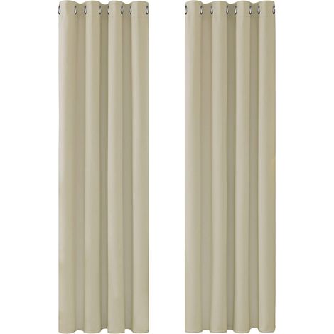 Memkey – Rideaux occultants isolants thermiques 132x160 cm – 100% polyester – Design moderne à œillets – Pour confort thermique et obscurité (1/5)