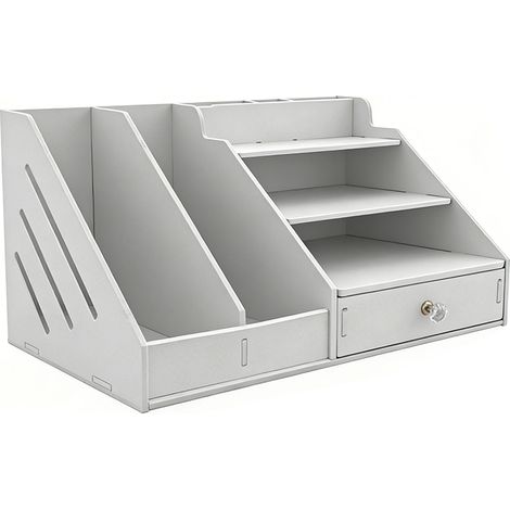 Organiseur de bureau en PVC, étagère de bureau peu encombrante avec tiroir, idéal pour les fournitures scolaires, la maison et le bureau. (1/5)