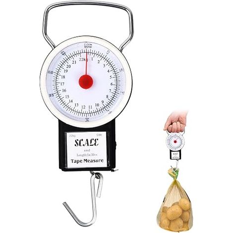 Luggage Scales Fishing Ladder, Manual Luggage Hook Portable and 1 m Tape Measure (up to 22 kg) (1/5)