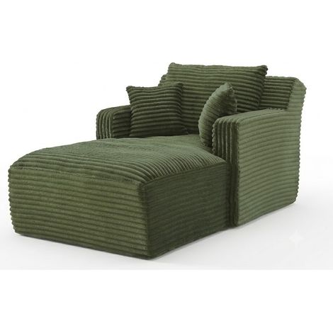 ELVMI Chaiselongue aus Cord Samt Schlafsofa ohne Montage für Wohnzimmer Büro Apartment Grün (1/5)