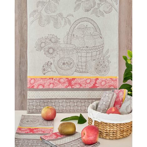 2 lots de 6 torchons de cuisine imprimés 50 x 70 cm Coton Egyptien