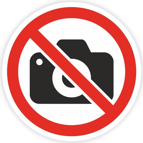 Autocollant d'information - INTERDIT DE PRENDRE DES PHOTOS 10 cm (1/2)