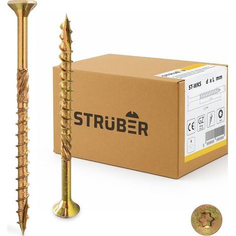 200 - Vis à bois - Tête fraisée Torx - Acier zingué jaune - Pour toiture et menuiserie - 5,0 x 80 mm (1/5)