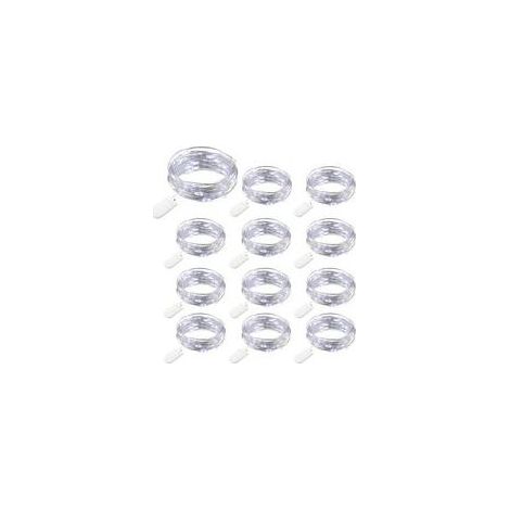 12er-Pack batteriebetriebene Lichterkette, 20 LEDs, 2 m Kupferkabel, IP65 wasserdicht, silberfarbenes, kaltweißes Kabel, stimmungsvolle Beleuchtung für Weihnachten, Partys, Hochzeiten, Garten, Terrass (1/5)