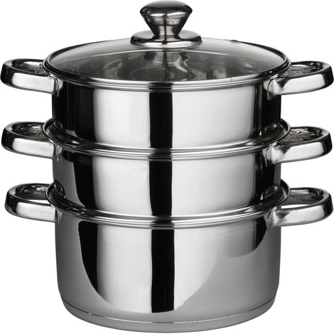 PREMIER Housewares 408129 Pentola a Vapore con Coperchio in Vetro e Capsula Base, Acciaio Inossidabile (1/5)