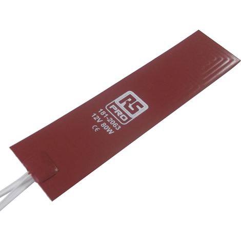 Tapis chauffant en silicone Rectangle RS PRO, 12 V c.c., 80 W, 50 x 203mm ( Prix pour 1 )