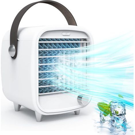 AGE Climatiseur Mobile Petit et Portable, Climatiseur/Ventilateur/Humidificateur Portable 3 en 1, Mini Climatiseur Basse Consommation, Climatiseur Personnel Blanc (1/5)