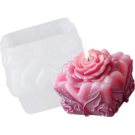 Moules à bougies en silicone en forme de rose pour résine époxy, savons et projets de loisirs créatifs. Moules à savon en silicone multicolores à motif floral en relief. (1/5)
