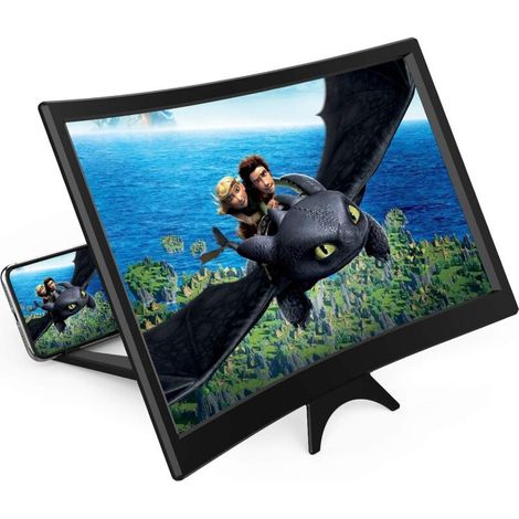 12-Zoll-Bildschirmvergrößerungsgerät mit gebogenem Bildschirm für Mobiltelefone – 3D-HD-Projektor-Bildschirmvergrößerung für Filme, Videos und Spiele (1/5)
