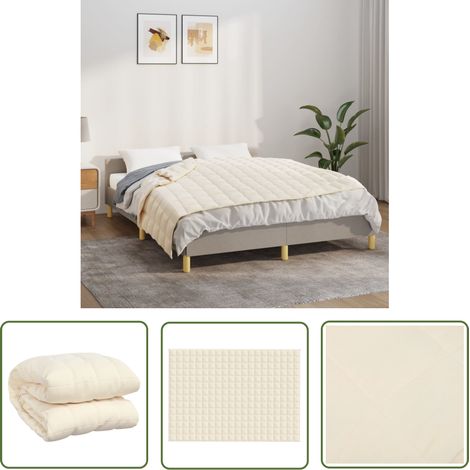The Living Store Couverture lestée Crème clair 137x200 cm 6 kg Tissu - Couverture Lestée - Couverture Poids - Sommeil Profond - Relaxation - Stress (1/5)