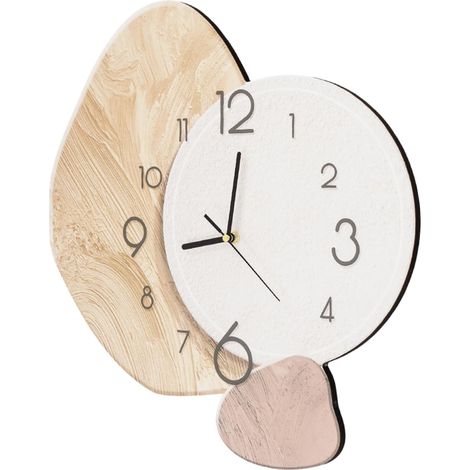 Horloge murale 40 x 37 cm en porcelaine de cristal et aluminium, mouvement à quartz silencieux et crochet sans trace, Horloge décorative moderne pour salon, chambre à coucher, bureau, or, blanc