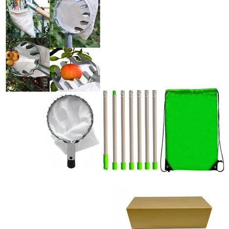 Fruit picking pole with telescopic bag, adjustable long stainless steel handle for apple and orange trees, 2.8 meters, 7 sections (1/5)