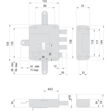 Serratura da Applicare Triplice per Cisa Legno Art 561 e 60 Dx