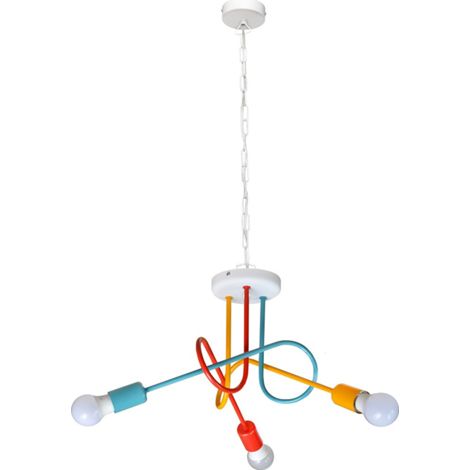 Helam OXFORD Plafonnier Suspendu Multi Bras Blanc, Orange, Rouge, Turquoise 50cm
