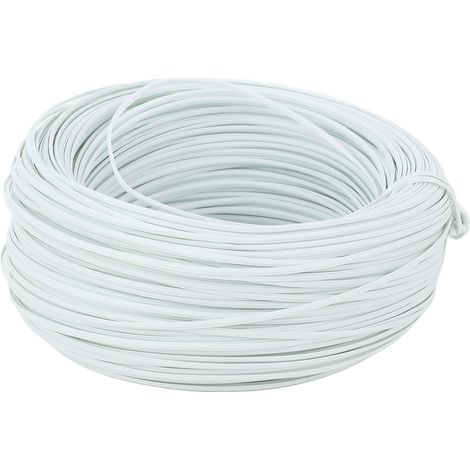 Fil d'armature en acier galvanisé, longueur 100 m, diamètre 0,45, en PVC, pour attache extérieure, blanc. (1/5)