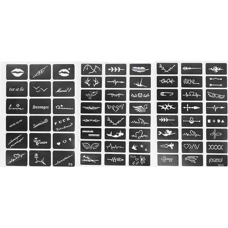 Kit de 10 pochoirs semi-permanents pour tatouages temporaires, aérographe petit motif réutilisable. (1/5)