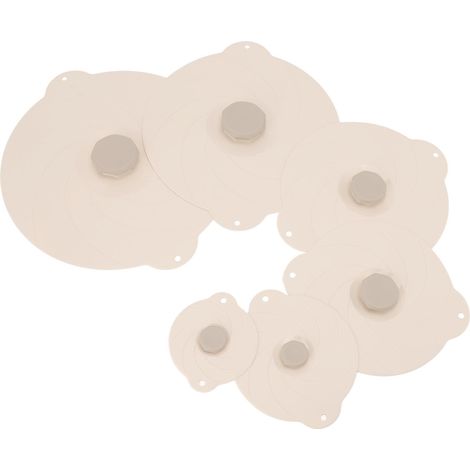 Lot de 6 Couvercles Alimentaires en Silicone Résistant à la Chaleur, Étanches, Antifuite, à Ventouse pour Casseroles, Poêles et Bols, Couleur Beige (1/5)
