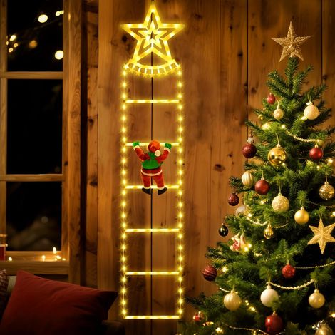 Noel Guirlande Lumineuse Échelle,150 cm, 6 Échelles LED Étoile Blanc, 8 Modes, USB avec Télécommande, pour Décoration Noel Extérieur et Intérieur, Blanc Chaud, Boîte Cadeau (1/5)