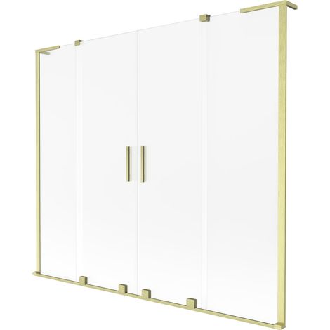 Mexen Velar L Duo mampara de bañera corredera de 2 puertas 180 x 150 cm, escarcha, dorado cepillado - 896-180-003-32-55 (1/2)