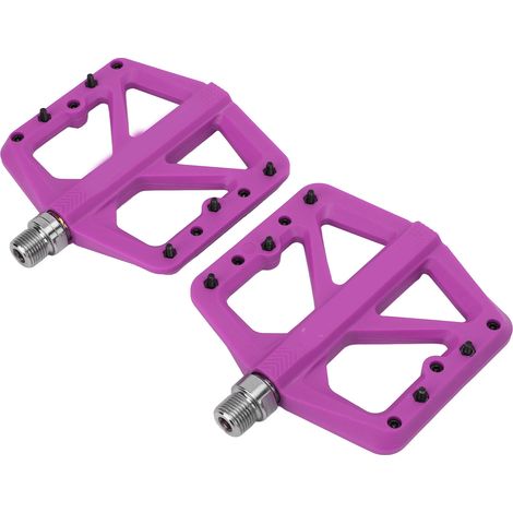Set mit 2 Fahrradpedalen: optimale Abdichtung, ausreichende Breite, guter Grip, rutschfeste Stollen, Flatpedale für Mountainbikes (lila). (1/5)
