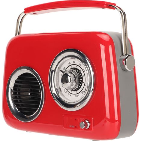 Enceinte radio Bluetooth rétro portable, son stéréo HiFi, style vintage, rouge. (1/4)