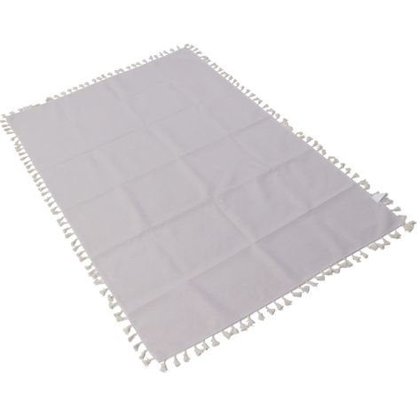 Nappe rectangulaire en coton et lin, imperméable, résistante à l'huile, lavable, infroissable, avec pompons, pour salle à manger. (1/5)