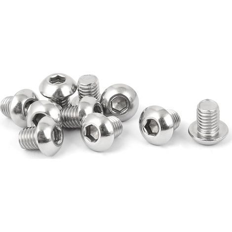 Vollgewinde-Edelstahl-Kopfschraube avec Innensechskant Silberfarbe M8 x 10mm 10 Stck