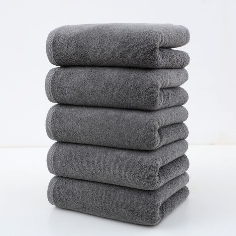 Serviette 100 % coton, douce et absorbante, lot de 5, gris foncé/34 x 78 cm (1/4)