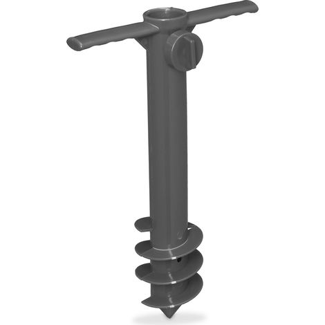 Pied de Parasol, Tubes de Largeur de 19 à 32 mm, à Visser, Plastique, Sable, Camping, Parc, Gazon, Gris (1/5)