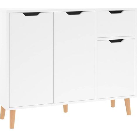 Buffet - Armoire de rangement Enfilade Blanc brillant 90x30x72 cm Aggloméré BV627934 - BonneVie (1/5)