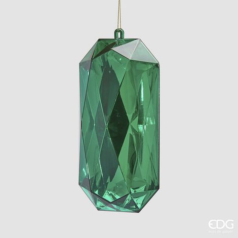 EDG Enzo De Gasperi Decoro Diamante Rettangolare di Natale da Appendere H 19,5 Cm L 9,5 Cm L 7 Cm Pp Emerald Green
