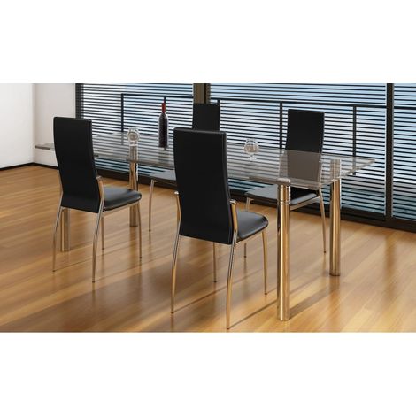 Esszimmerstühle 4 Stk. Schwarz Kunstleder