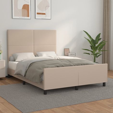 Bettgestell mit Kopfteil Cappuccino-Braun 140x200 cm Kunstleder (1/5)