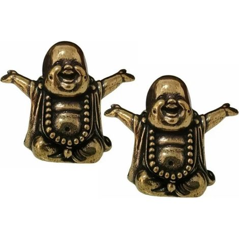 Statuettes de Bouddha en laiton massif - Décoration élégante - Cadeau attentionné et symbolique pour une inauguration ou un anniversaire (2 pièces) (1/4)