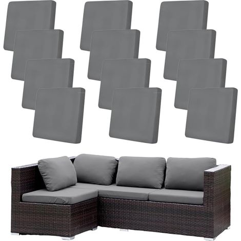 Housses de Coussin de Canapé D'extérieur Extensibles Lot de 12, Gris Housses de Coussin de Siège Canapé de Remplacement pour Salon de Jardin, Meubles de Terrasse (1/5)
