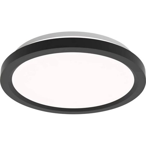 Plafonnier LED avec télécommande, Rond, 30 cm, Lumière blanche réglable et dimmable, Idéal pour le salon ou la chambre, Sans scintillement ni éblouissement, Design moderne, Noir (1/5)