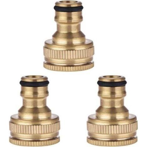 Kit de Connecteur de Robinet de Tuyau D'arrosage en Laiton de 3 Pièces, Adaptateur de Connecteur de Robinet de 1/2 Pouces 3/4 Pouces pour L'irrigation de Jardin de Lavage de (1/4)