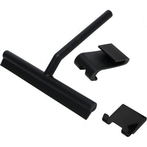 Cleafe - Set 3pz Tergivetro Per Doccia Gancio Doppio Per Porta Box Appendino Adesivo Nero 87833 - (1/5)
