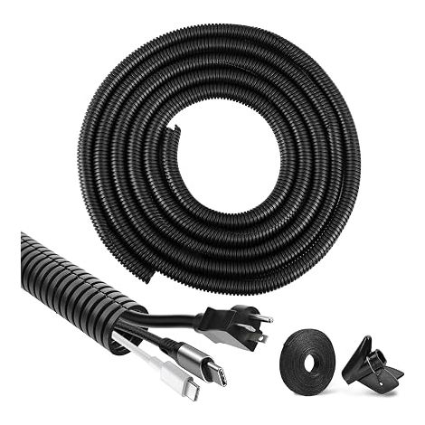 Gaine Annelée Fendue Gaine Câble Électrique Protection des Conduits de Câbles pour Câbles pour Voiture Jardin Fils Électriques 19 mm Noir (1/5)
