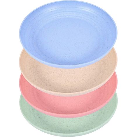 4 pièces 10 pouces Wheat Straw Deep Dinner Plates Microwave et lave vaisselle Safe Unbreakable Sturdy plastique Dinner (1/5)